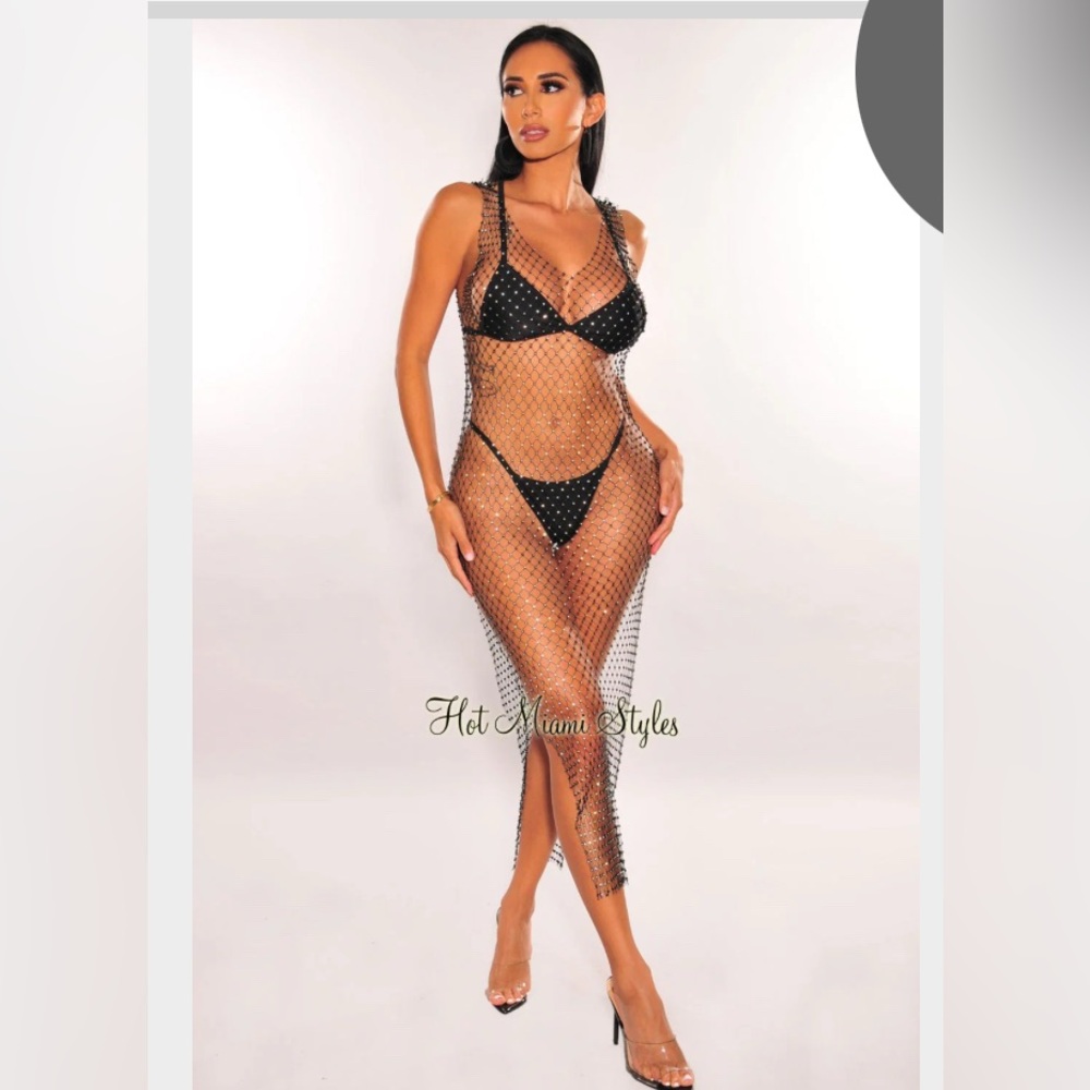 Black Fishnet Cover-Up Dress